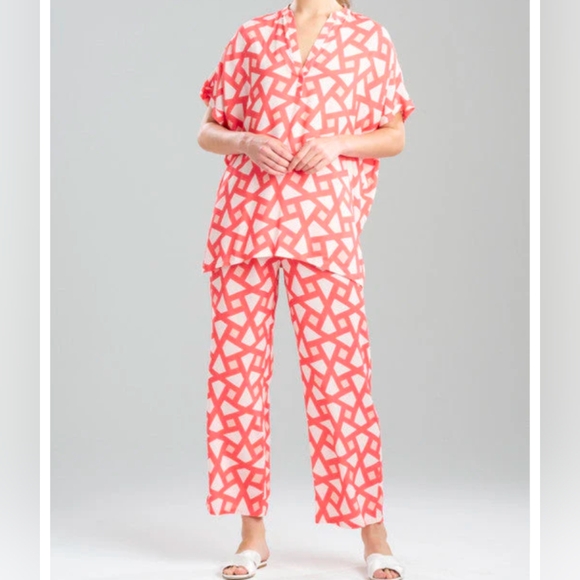 N Natori 2 piece Soho Geo print Challis Pajama Set Size XL - Picture 1 of 13